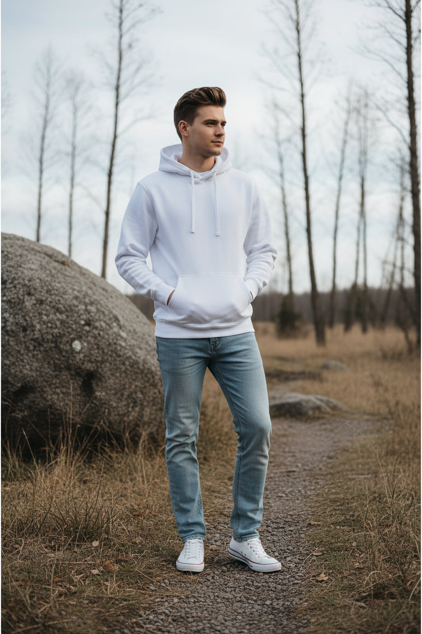 White hoodie on a white background