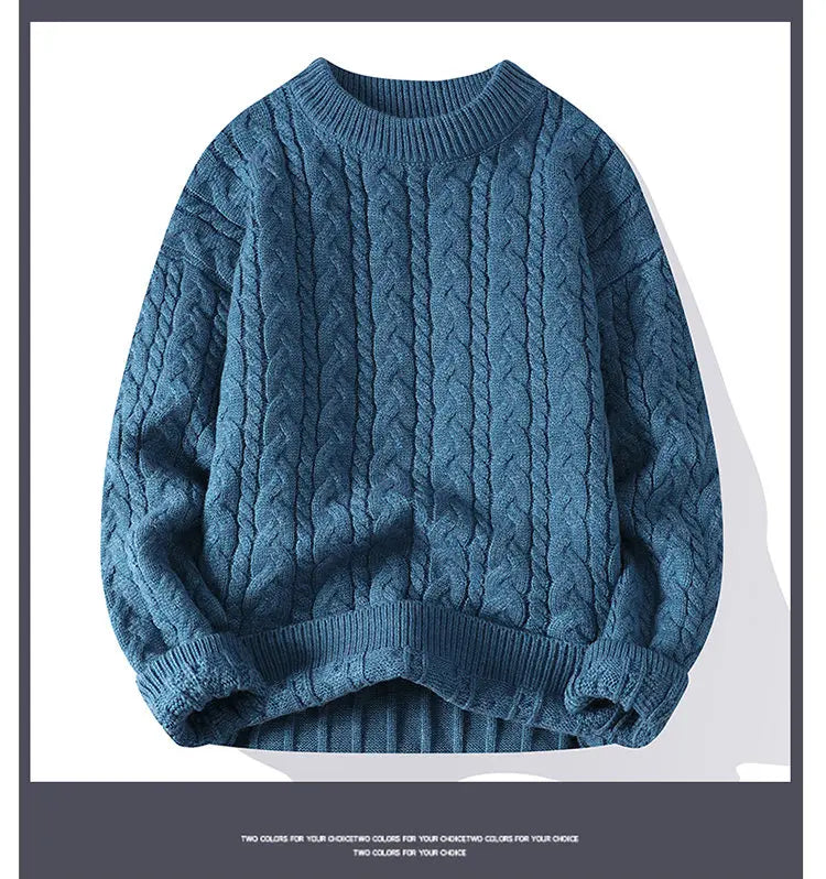 2023 Winter/Autumn High-Quality Fashion Trend Sweater Men Casual Loose Warm Sweaters Men Comfortable Solid Color