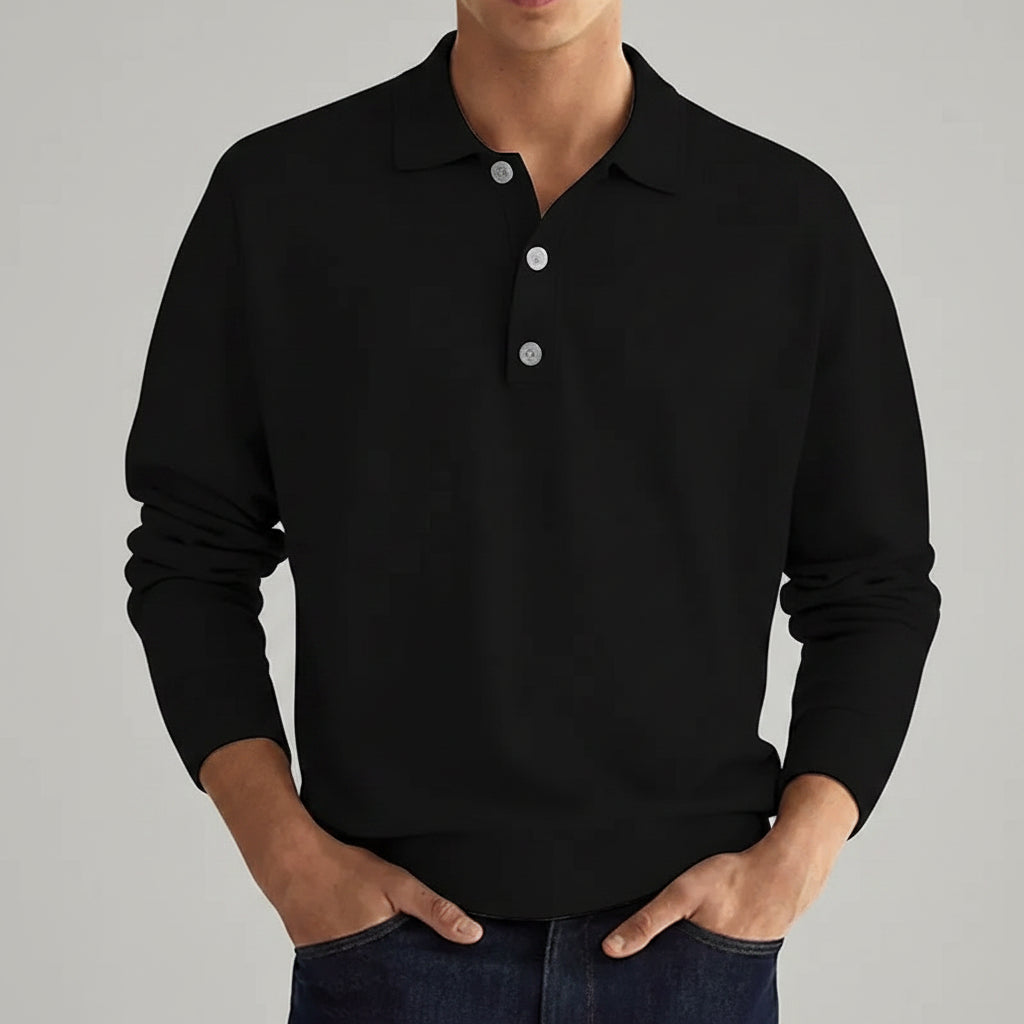Person wearing a black long-sleeve shirt with a festive background featuring a Christmas tree and red truck.