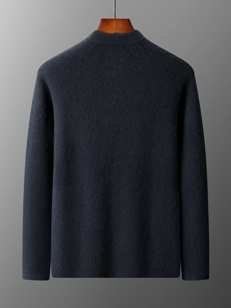 Autumn Winter Sweater Pullover 100% Merino Wool Sweater Men's Outdoor Sports Style Raglan Casual Clothes Commut Inside Join Knit