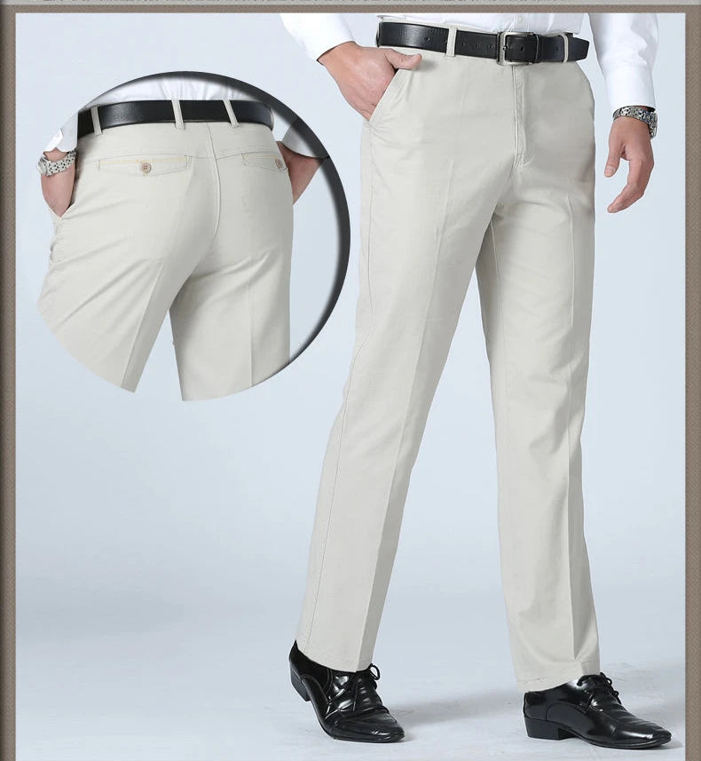 Summer Thin Men's Casual Autumn Thick 100% Cotton Suit Pants Classic Business Fashion Stretch Trousers Male Brand Clothes GOZBKF