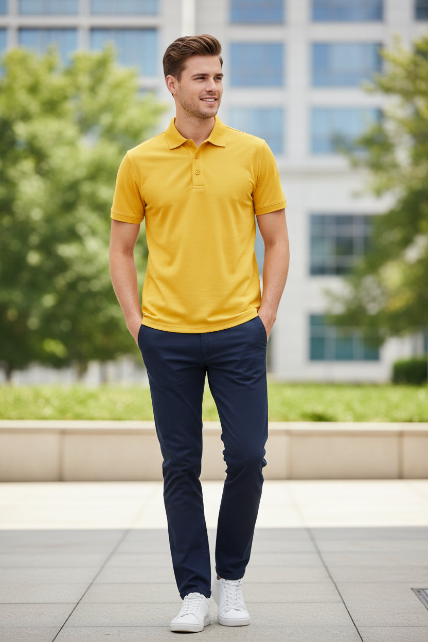 Yellow polo shirt on a white background