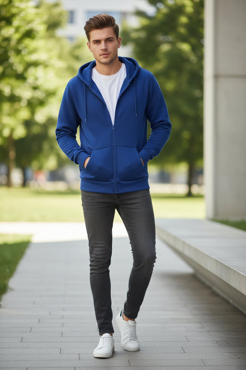 Blue hoodie on a white background