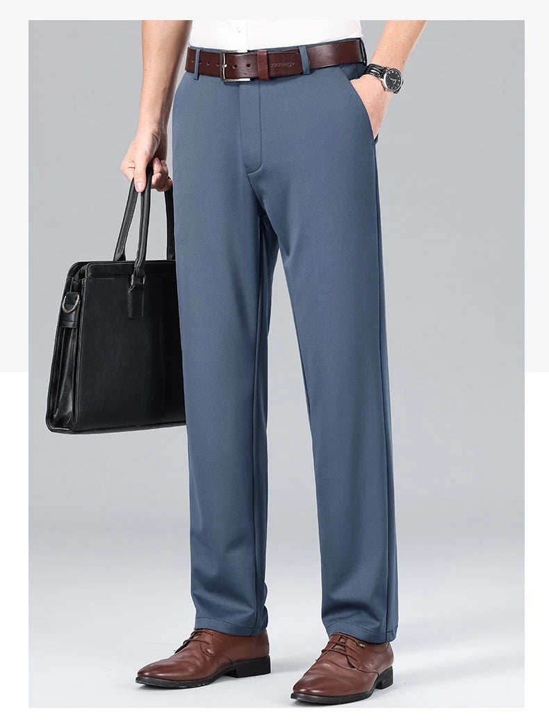 Mens Stretch Casual Pants Dress Pants Khaki Suit Pants