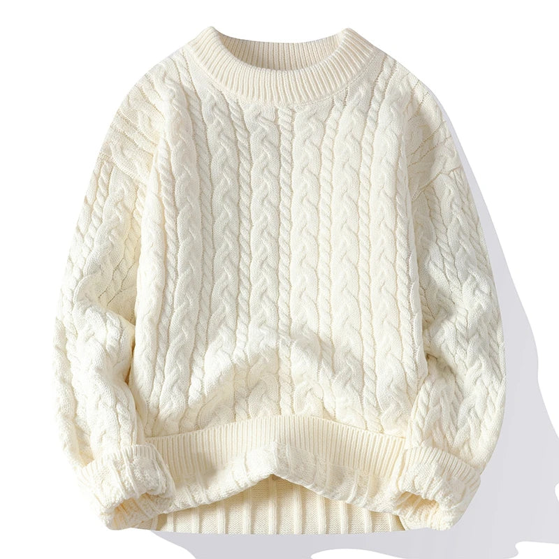 2023 Winter/Autumn High-Quality Fashion Trend Sweater Men Casual Loose Warm Sweaters Men Comfortable Solid Color