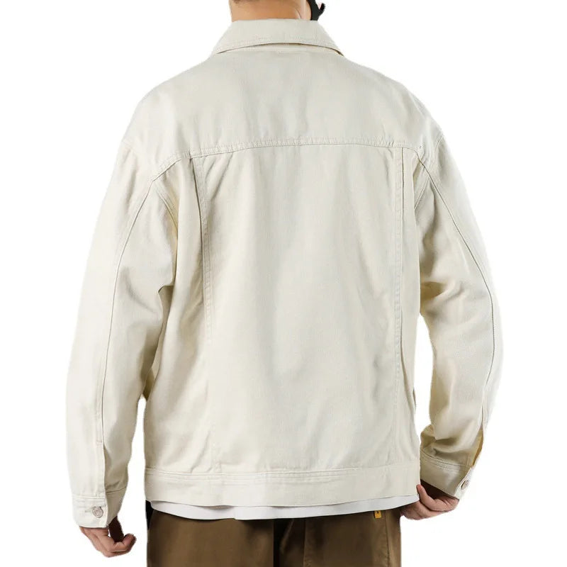 Spring and Autumn 2025 new men's loose and trendy denim jackets, pure cotton men's fashionable workwear jackets size S-4XL