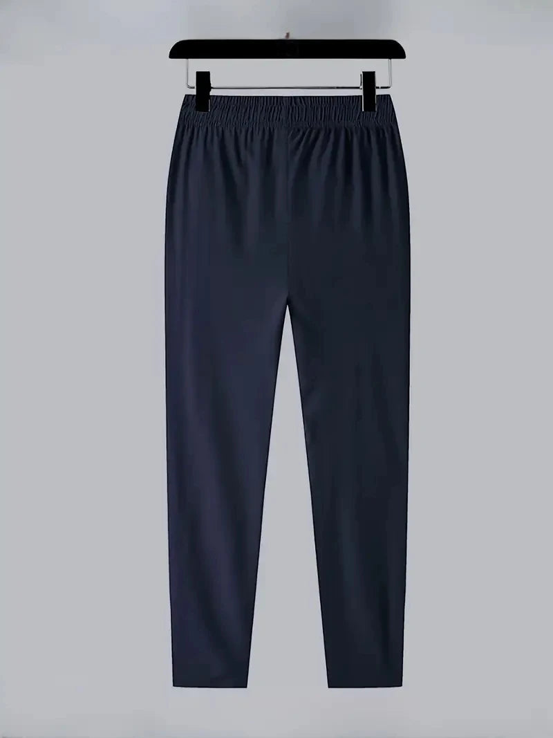 Soft Men's Casual Straight Pants Stretch Elastic Waist Jogger Korean Classic Blue Black Gray Brand Trousers Plus Size