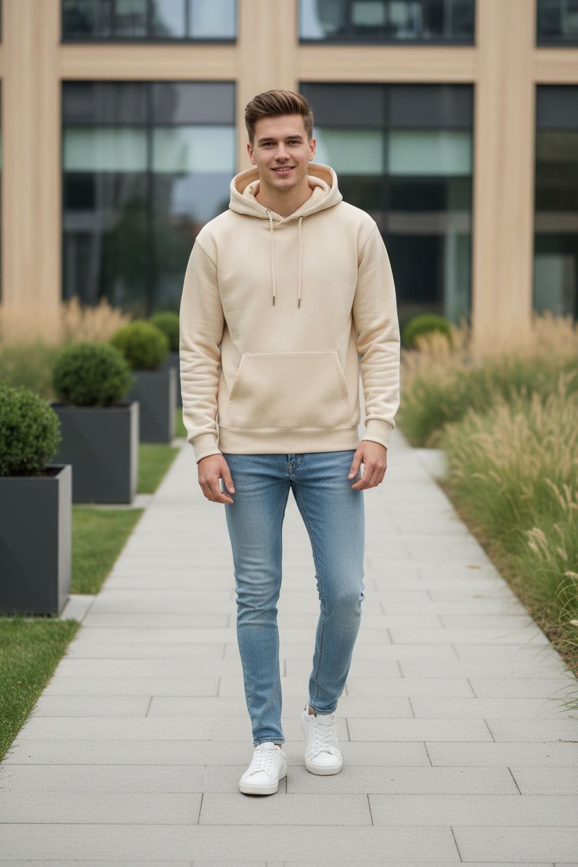 Beige hoodie on a white background