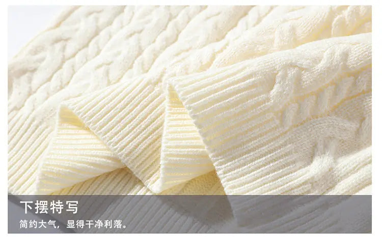 2023 Winter/Autumn High-Quality Fashion Trend Sweater Men Casual Loose Warm Sweaters Men Comfortable Solid Color