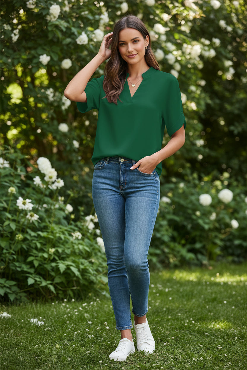 Elevate Your Summer Wardrobe with the Women's V-Neck Blouse