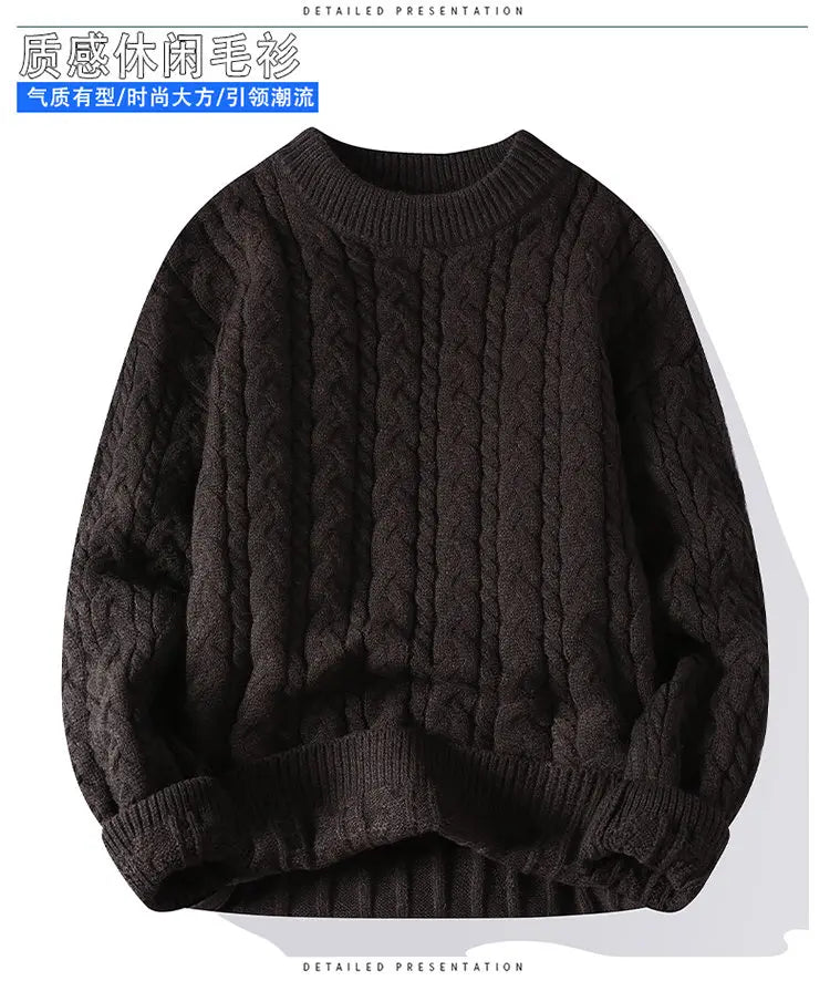 2023 Winter/Autumn High-Quality Fashion Trend Sweater Men Casual Loose Warm Sweaters Men Comfortable Solid Color