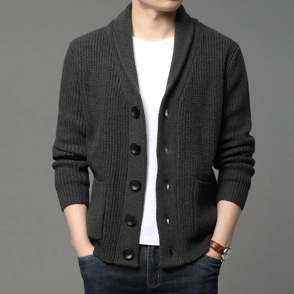2021 High End Wool Designer Thick New Korean Autum Winter Brand Fashion Cable Knit Sweater Jacket Men Casual Coats Mens Clothing
