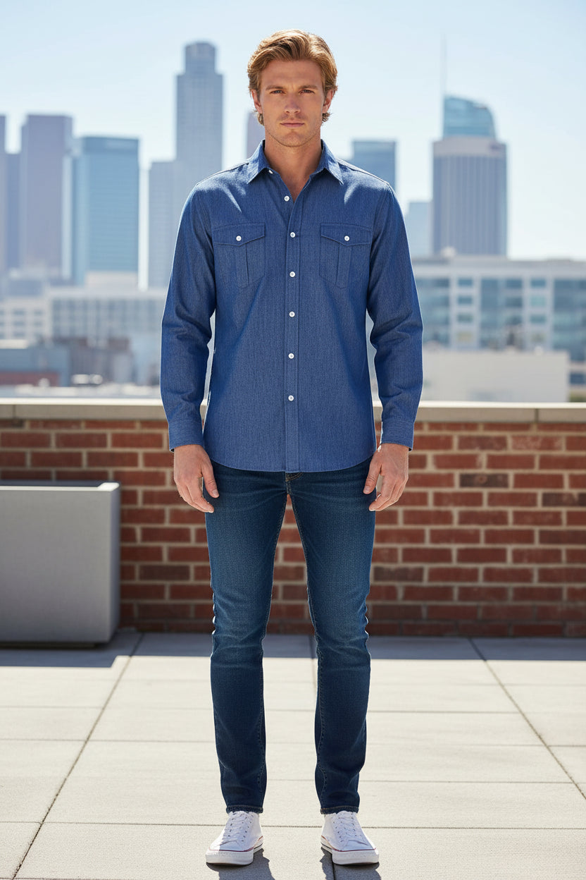 Stylish Men's Multi-Color Denim Shirt-Perfect for Sprinng and Summer
