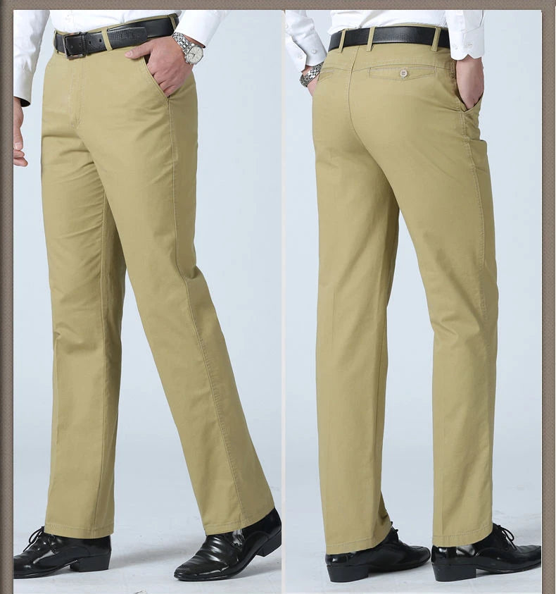 Summer Thin Men's Casual Autumn Thick 100% Cotton Suit Pants Classic Business Fashion Stretch Trousers Male Brand Clothes GOZBKF