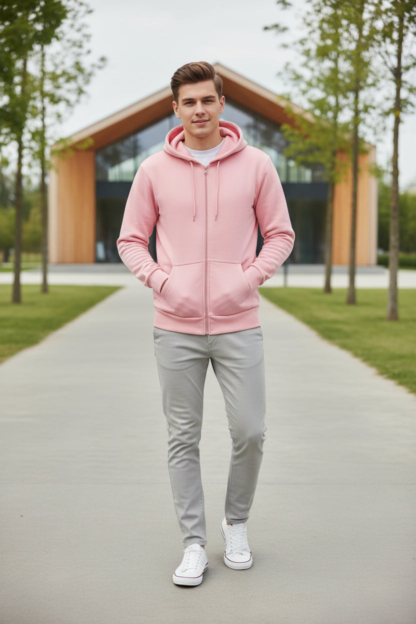 Pink hoodie on a white background