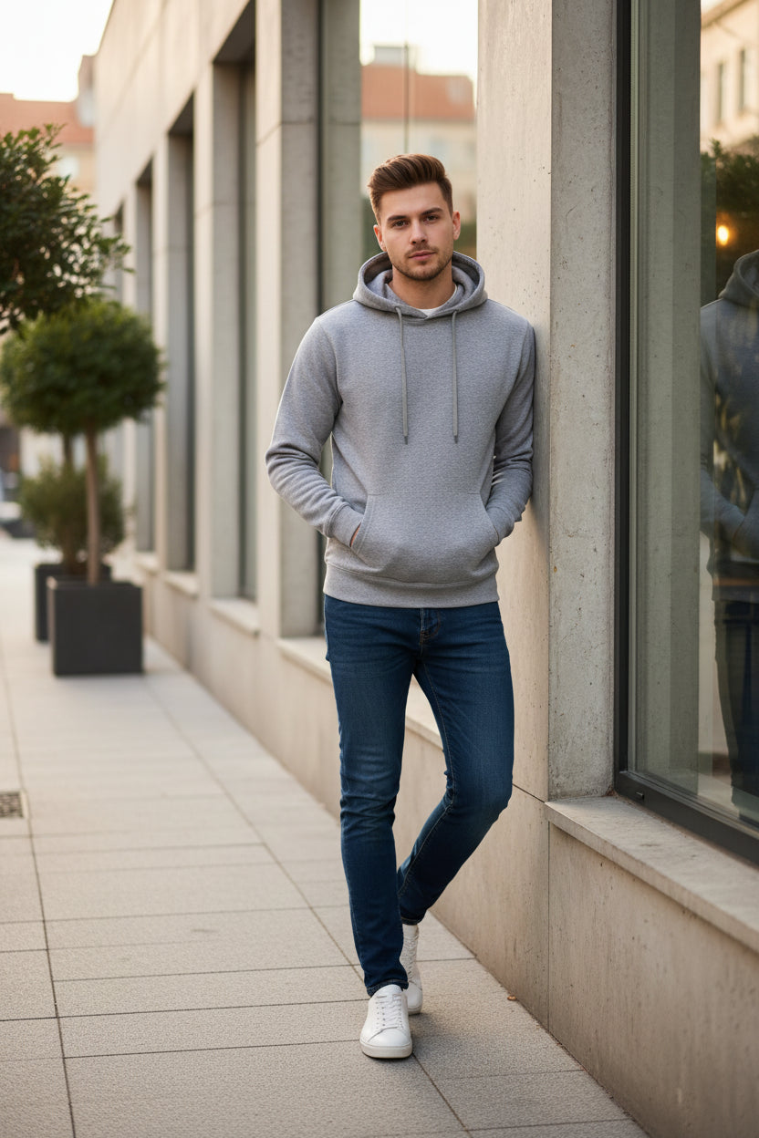 Gray hoodie on a white background