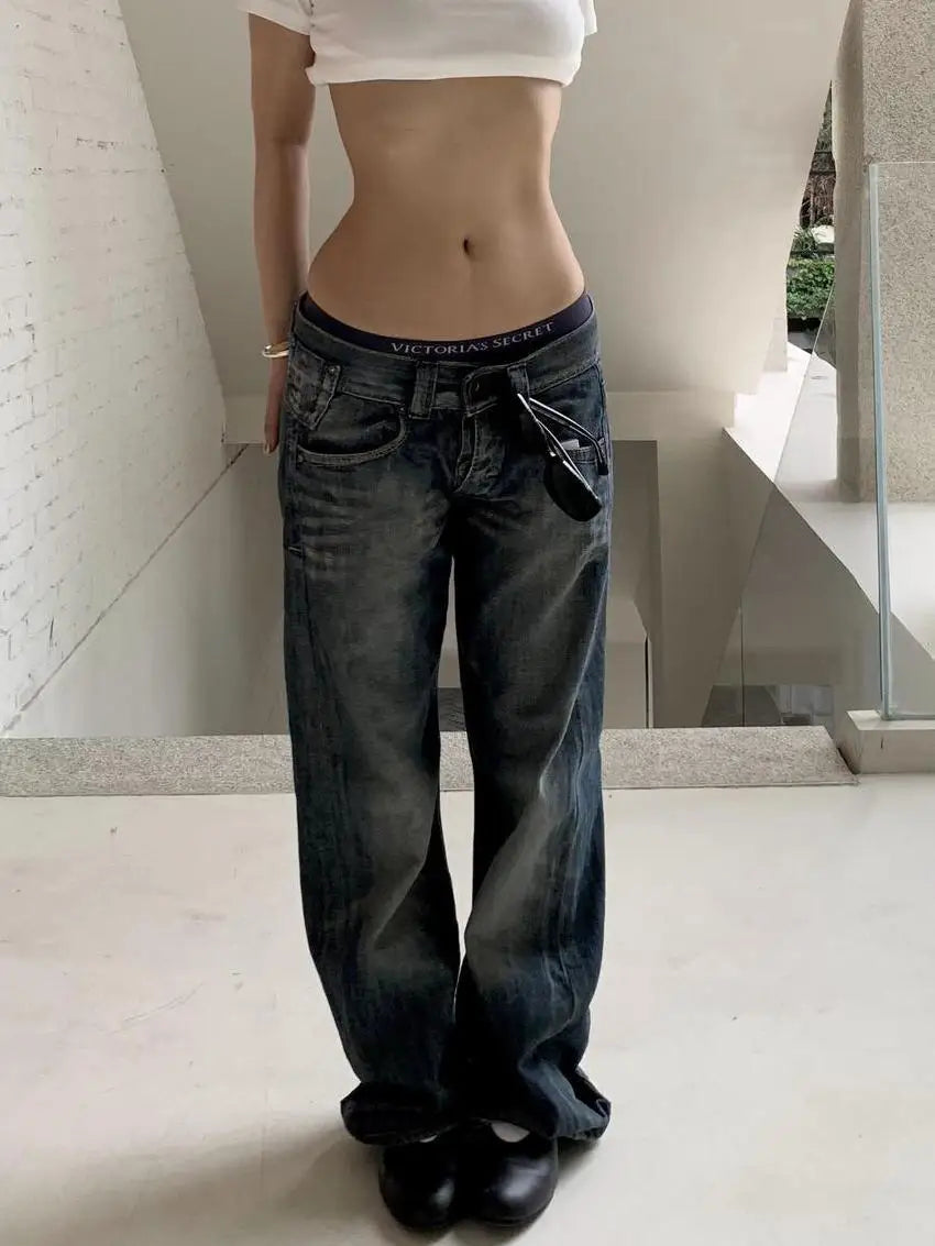 Autumn Women's Blue Y2K Baggy Jeans