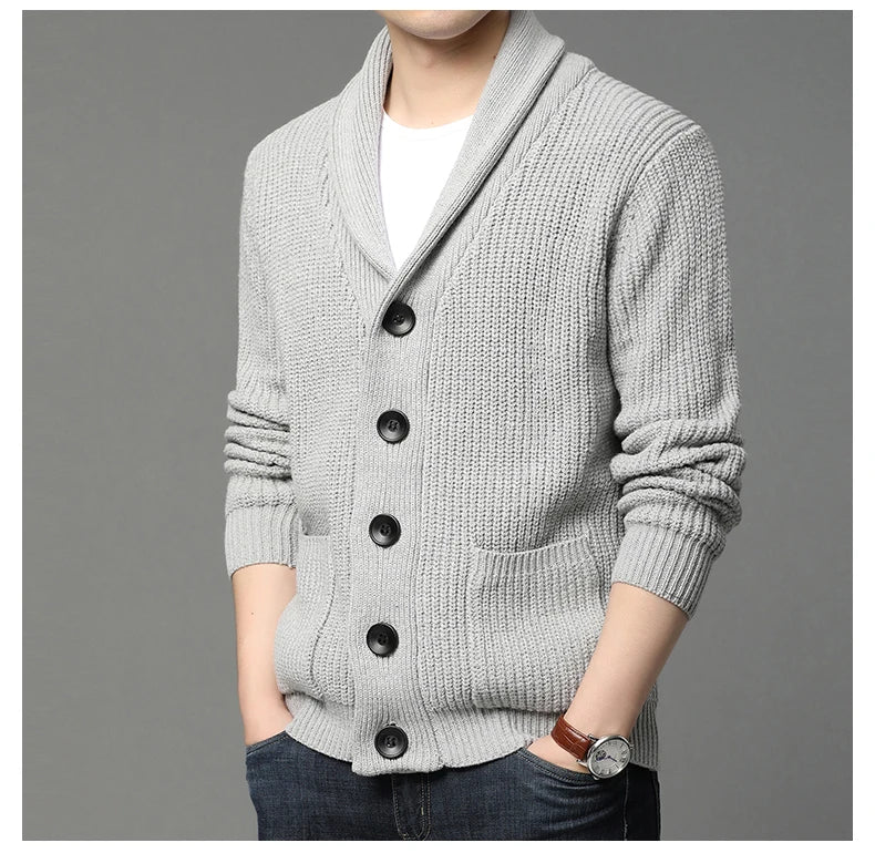 2021 High End Wool Designer Thick New Korean Autum Winter Brand Fashion Cable Knit Sweater Jacket Men Casual Coats Mens Clothing