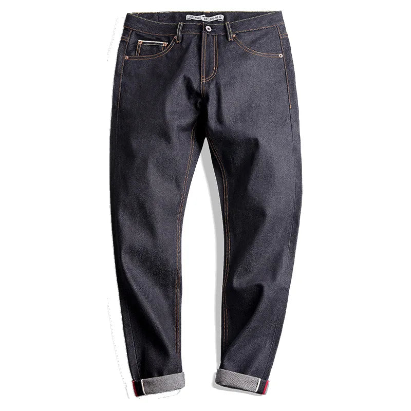 Dark blue jeans on a white background