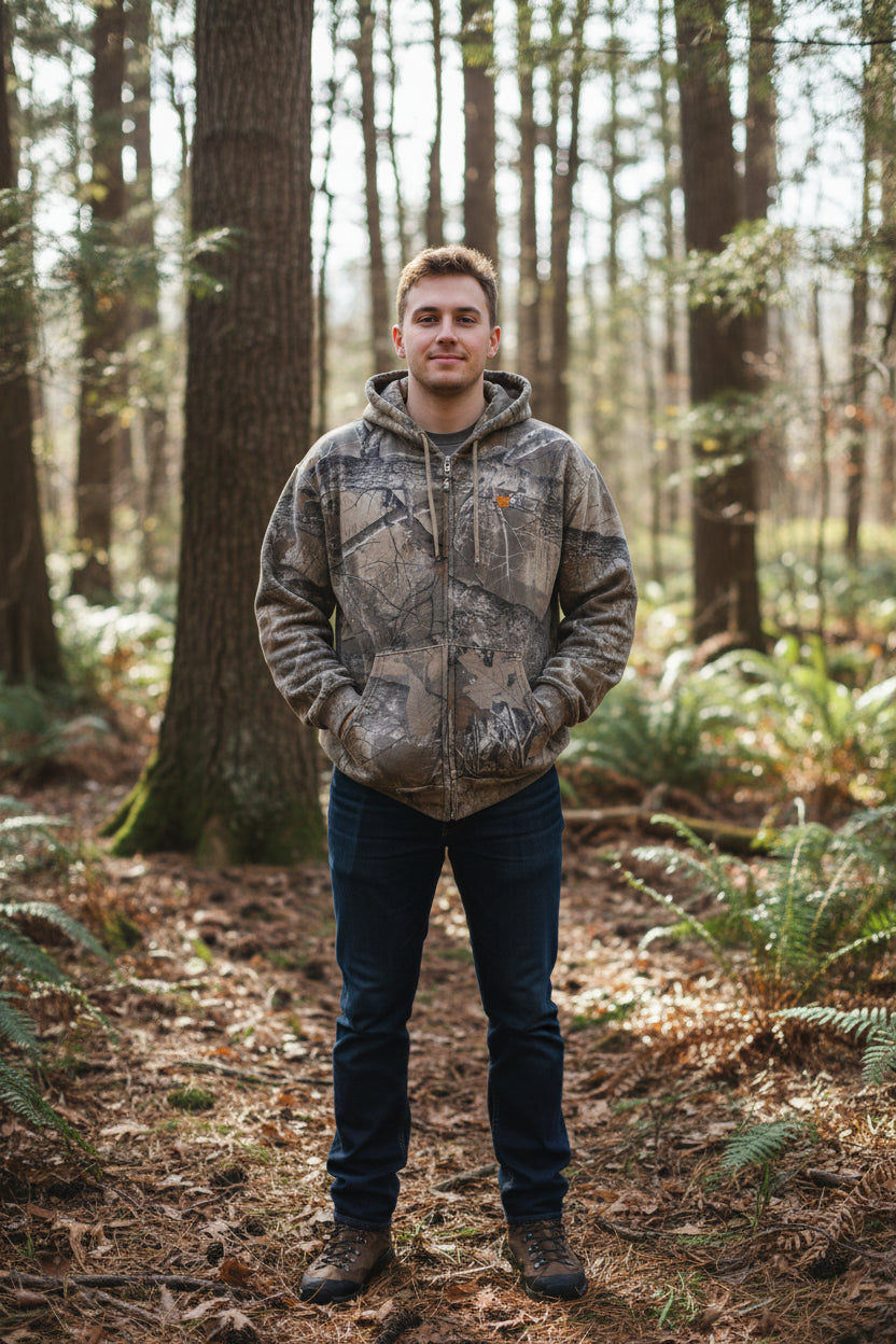 Retro Zip Up Hoodie - Unisex Camouflage Camo Sweatshirt