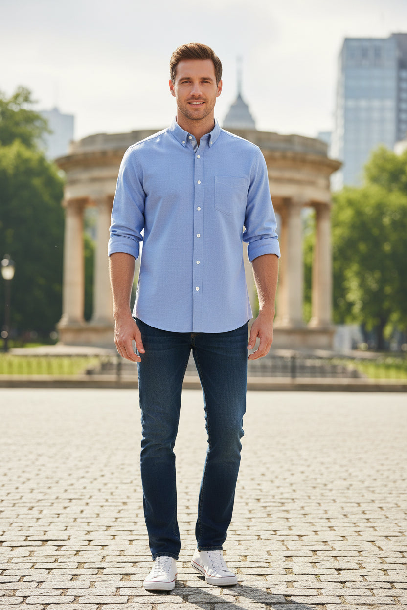 Men's Oxford Women Long Sleeve Shirt-Year-Round Comfort and Style