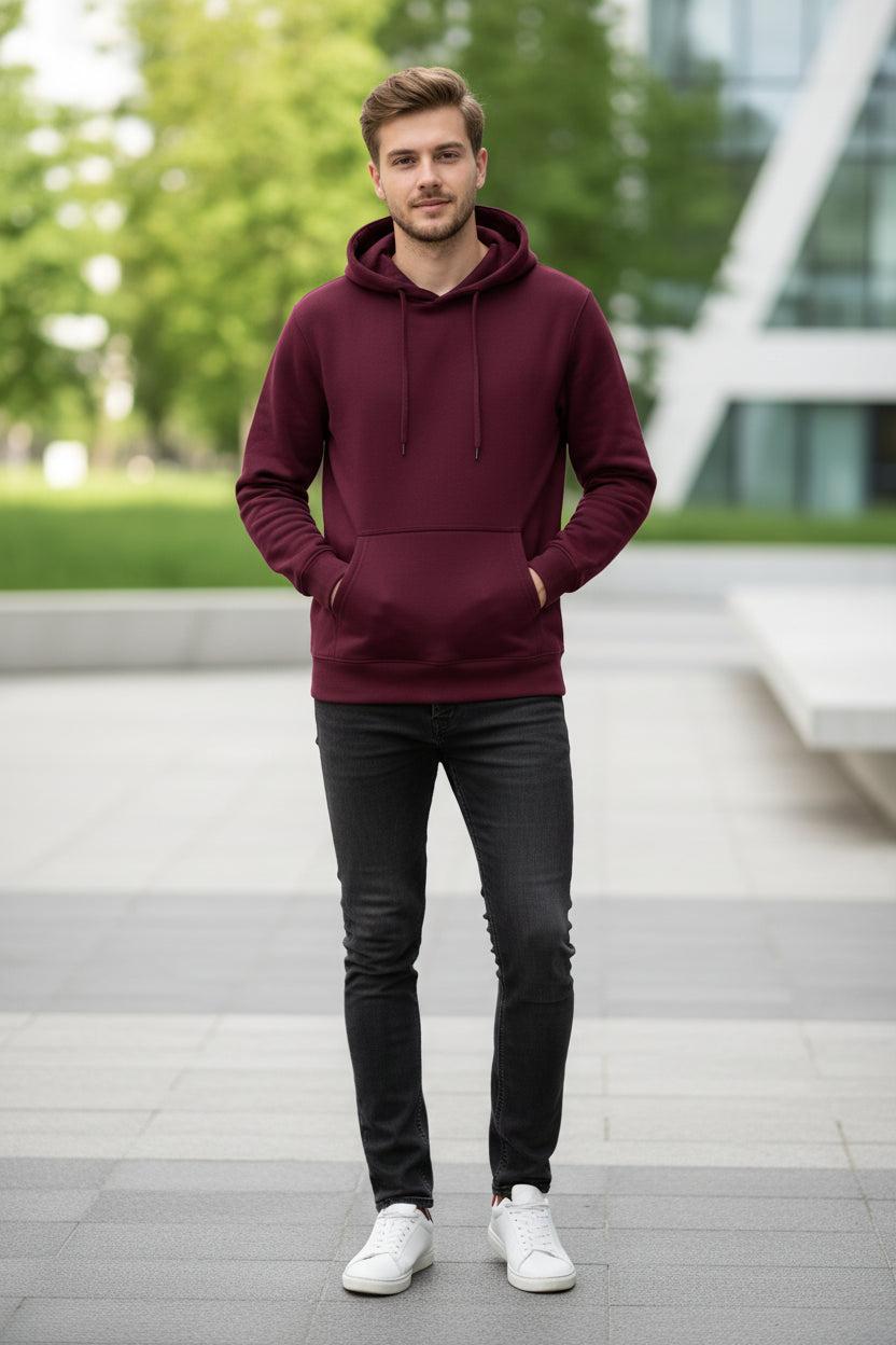Maroon hoodie on a white background