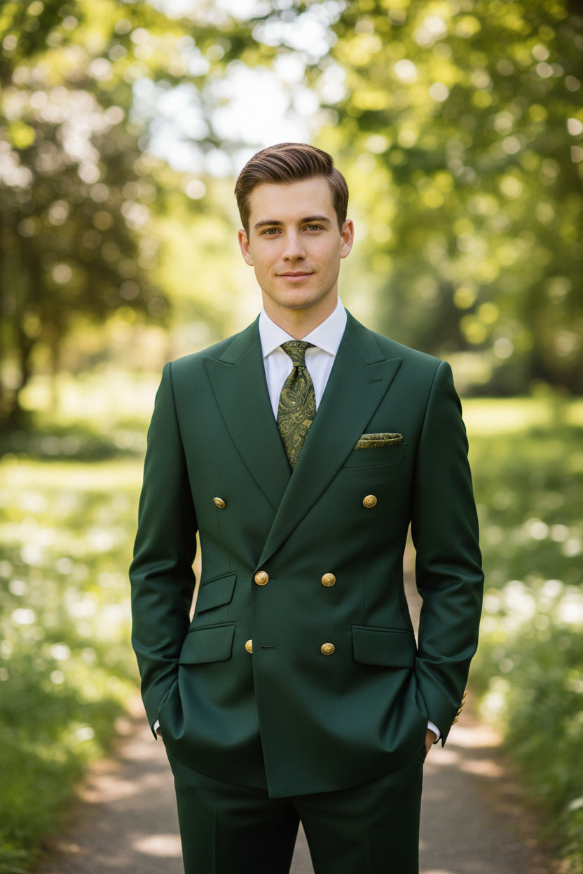 Elegant Men's Double Breasted Blazer and Pants Set  Formal Wedding
