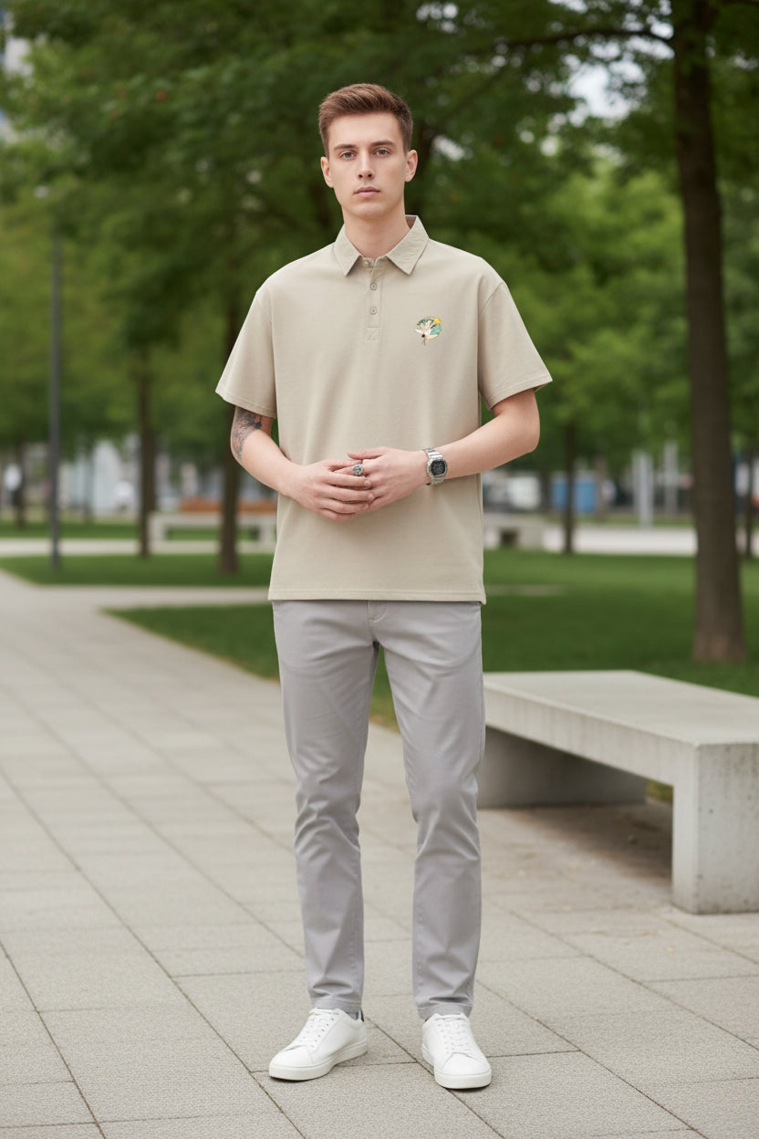 Men's Plus Size Short Sleeve Polo with Button Detail for Comfortable Everyday Wear